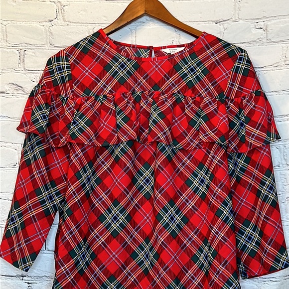 Crown & Ivy Christmas Plaid Top Size Medium Excellent Condition - Picture 4 of 10